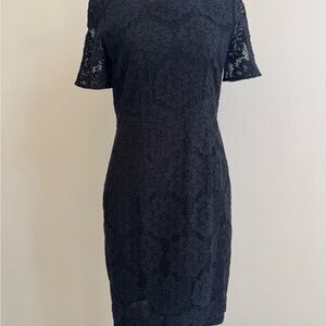 Burberry Black Floral Lace Midi Dress